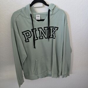 PINK Victoria's Secret Women's Light Green Hoodie Sweater